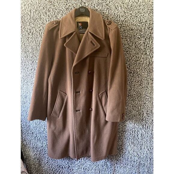 VTG 70’s John Weitz Harbor Master Tan Camel Trench Coat Wool LINED Jacket Sz40L - Picture 1 of 9